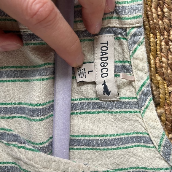 Toad&Co Striped Sleeveless Cropped Tank - Green & Cream - Picture 3 of 4